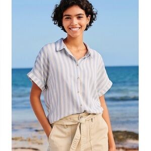 Universal Thread Light Blue & White Striped Short-Sleeve Button Down Shirt